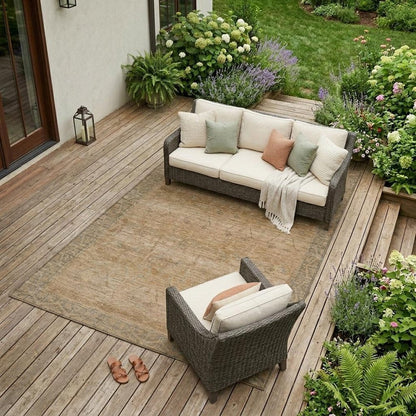 9' X 12' Coral And Orange Tribal Washable Indoor Outdoor Area Rug HomeRoots