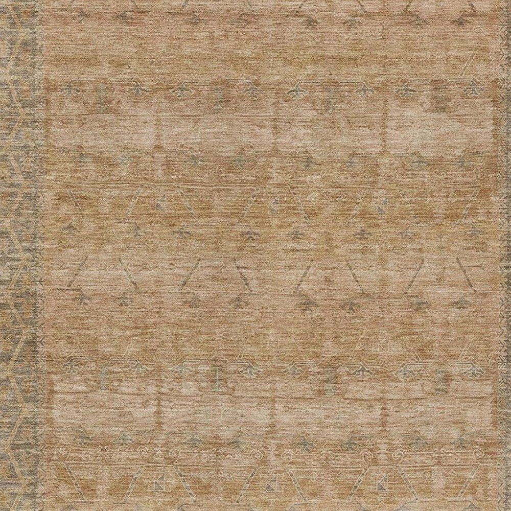 9' X 12' Coral And Orange Tribal Washable Indoor Outdoor Area Rug — view 9
