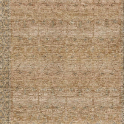 9' X 12' Coral And Orange Tribal Washable Indoor Outdoor Area Rug