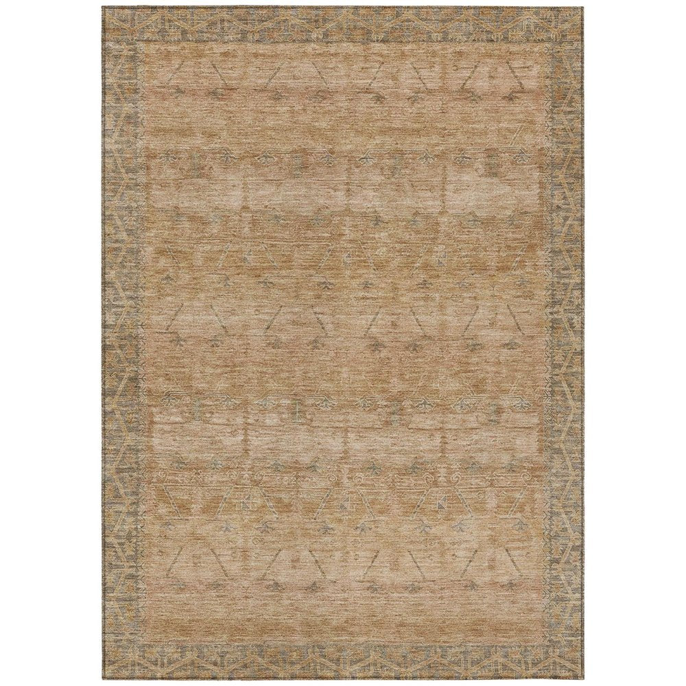9' X 12' Coral And Orange Tribal Washable Indoor Outdoor Area Rug HomeRoots