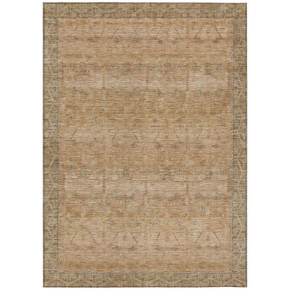 9' X 12' Coral And Orange Tribal Washable Indoor Outdoor Area Rug