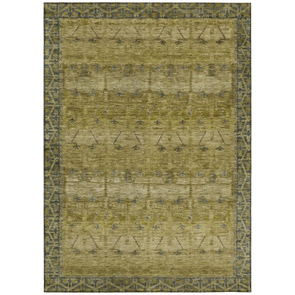 5' X 8' Gold And Brown Tribal Washable Indoor Outdoor Area Rug — view 1