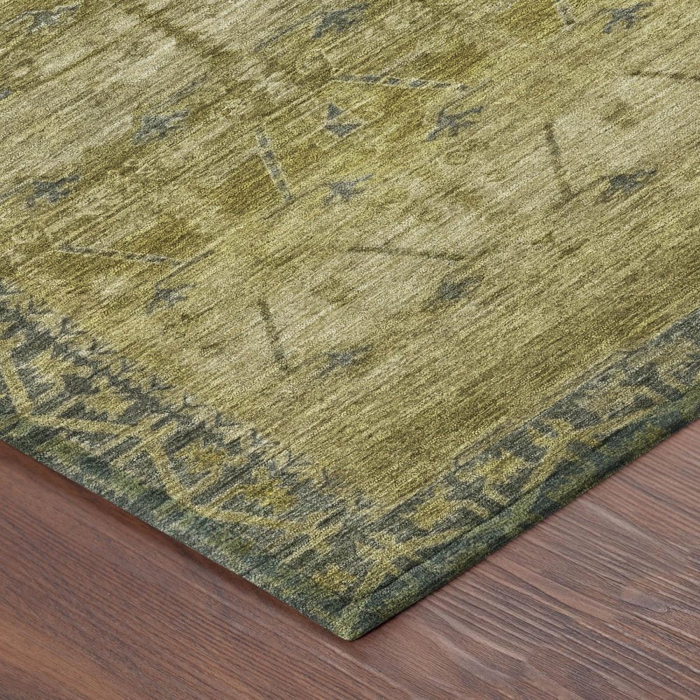 5' X 8' Gold And Brown Tribal Washable Indoor Outdoor Area Rug — view 2
