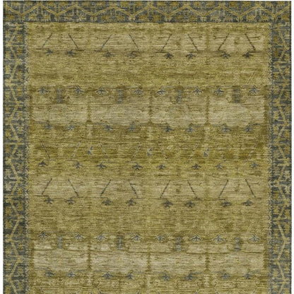 5' X 8' Gold And Brown Tribal Washable Indoor Outdoor Area Rug HomeRoots