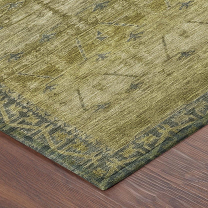 8' Gold And Brown Round Tribal Washable Indoor Outdoor Area Rug HomeRoots