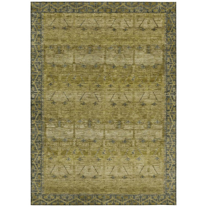 8' X 10' Gold And Brown Tribal Washable Indoor Outdoor Area Rug HomeRoots