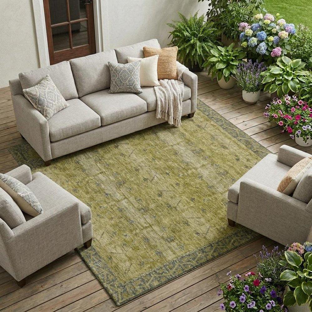 8' X 10' Gold And Brown Tribal Washable Indoor Outdoor Area Rug HomeRoots