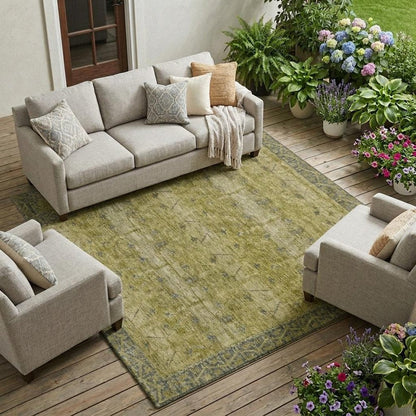 8' X 10' Gold And Brown Tribal Washable Indoor Outdoor Area Rug HomeRoots