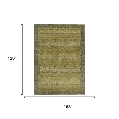10' X 14' Gold And Brown Tribal Washable Indoor Outdoor Area Rug HomeRoots