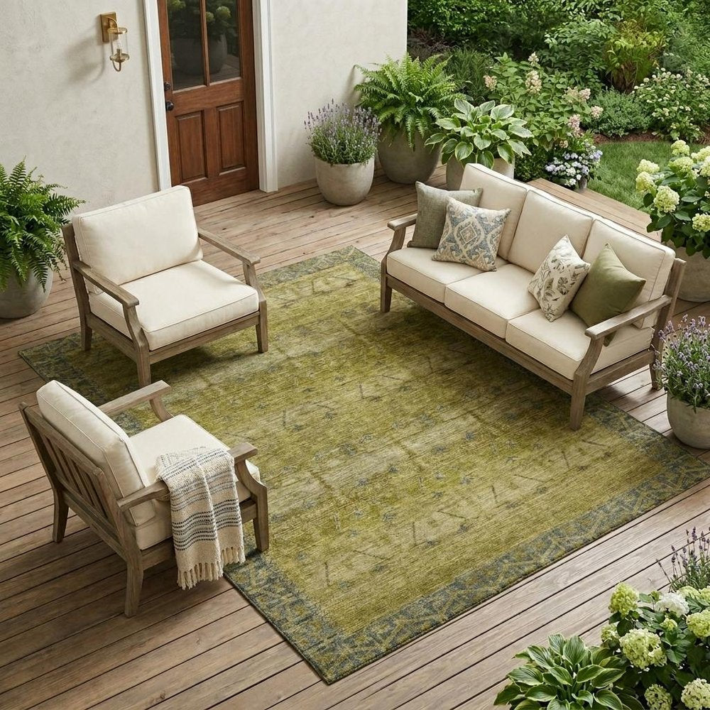 10' X 14' Gold And Brown Tribal Washable Indoor Outdoor Area Rug HomeRoots