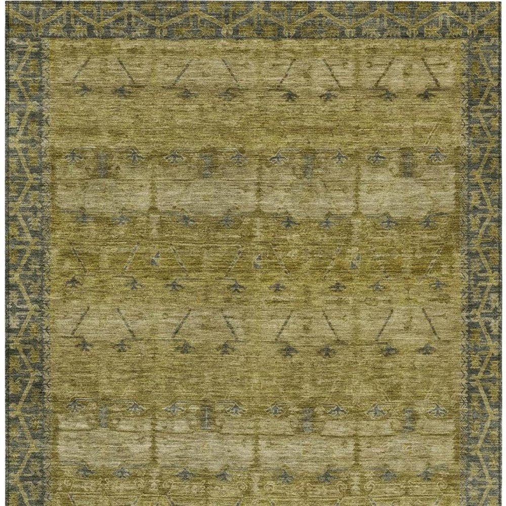 10' X 14' Gold And Brown Tribal Washable Indoor Outdoor Area Rug HomeRoots