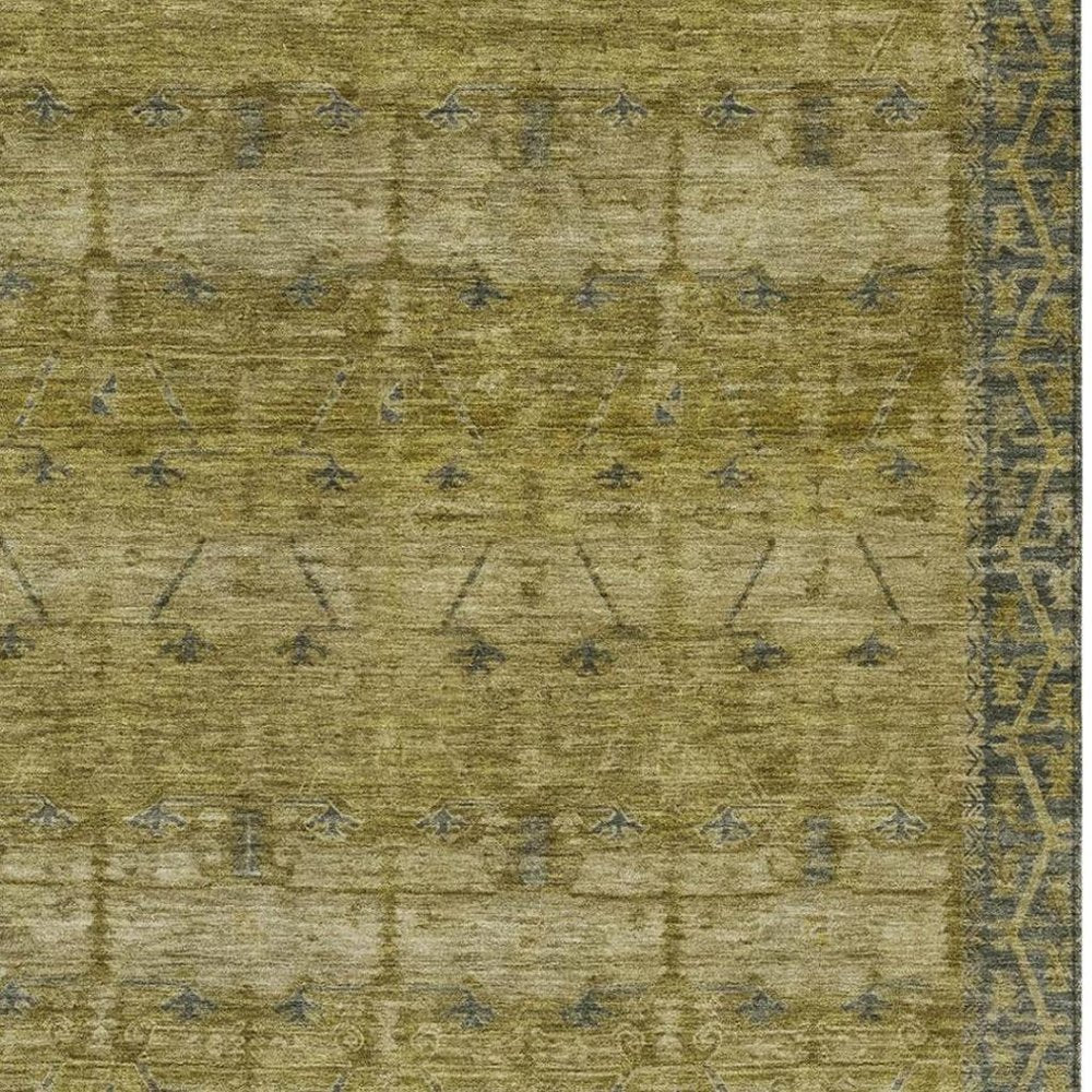 10' X 14' Gold And Brown Tribal Washable Indoor Outdoor Area Rug — view 6