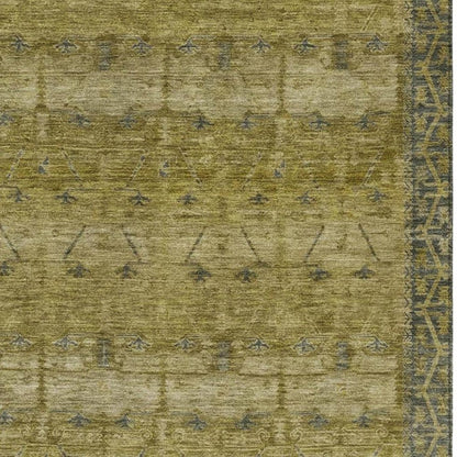 10' X 14' Gold And Brown Tribal Washable Indoor Outdoor Area Rug HomeRoots