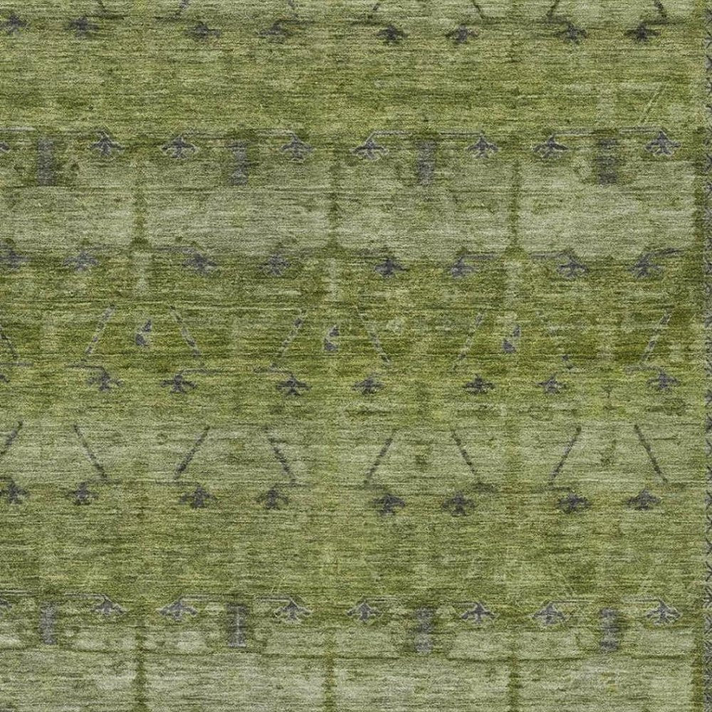 5' X 8' Olive Green And Green Tribal Washable Indoor Outdoor Area Rug HomeRoots