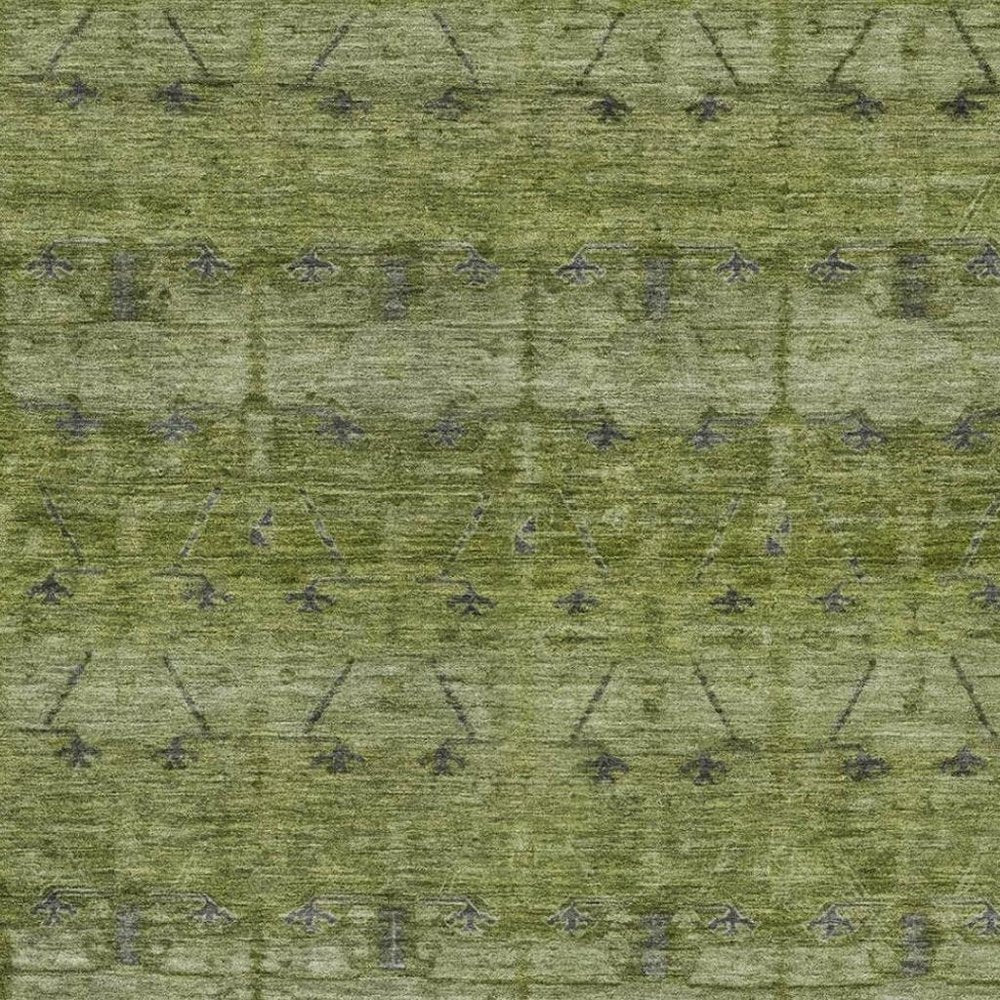 8' X 10' Olive Green And Green Tribal Washable Indoor Outdoor Area Rug HomeRoots