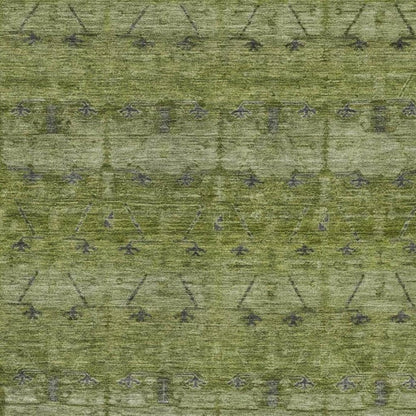 8' X 10' Olive Green And Green Tribal Washable Indoor Outdoor Area Rug HomeRoots