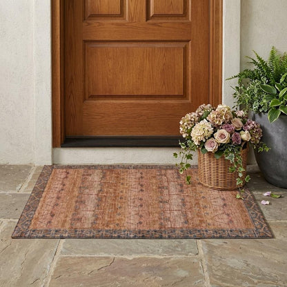 3' X 5' Orange And Rust Tribal Washable Indoor Outdoor Area Rug HomeRoots