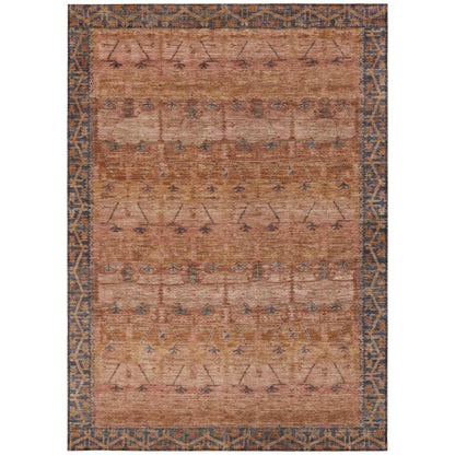 5' X 8' Orange And Rust Tribal Washable Indoor Outdoor Area Rug HomeRoots