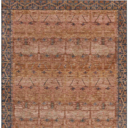 5' X 8' Orange And Rust Tribal Washable Indoor Outdoor Area Rug HomeRoots