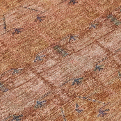 5' X 8' Orange And Rust Tribal Washable Indoor Outdoor Area Rug HomeRoots
