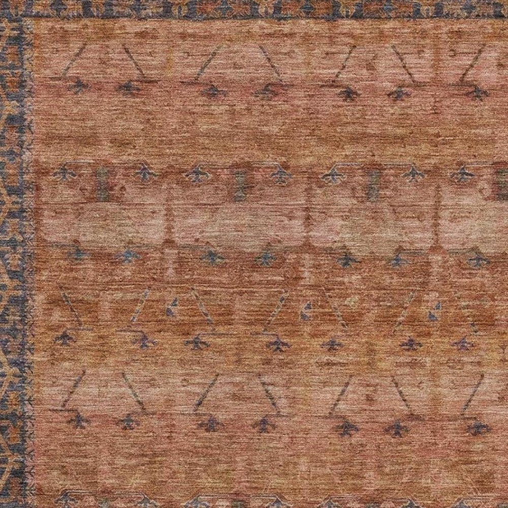 8' X 10' Orange And Rust Tribal Washable Indoor Outdoor Area Rug — view 6