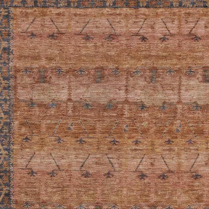 8' X 10' Orange And Rust Tribal Washable Indoor Outdoor Area Rug