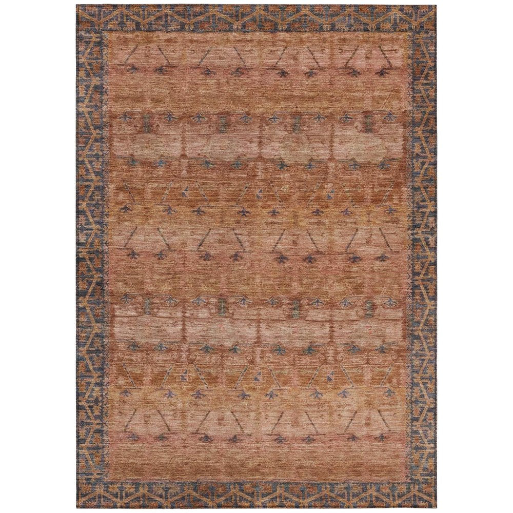 10' X 14' Orange And Rust Tribal Washable Indoor Outdoor Area Rug HomeRoots