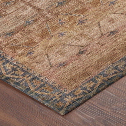 10' X 14' Orange And Rust Tribal Washable Indoor Outdoor Area Rug HomeRoots