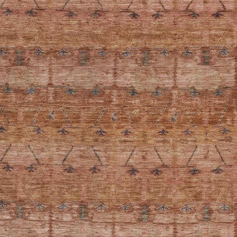 10' X 14' Orange And Rust Tribal Washable Indoor Outdoor Area Rug — view 6