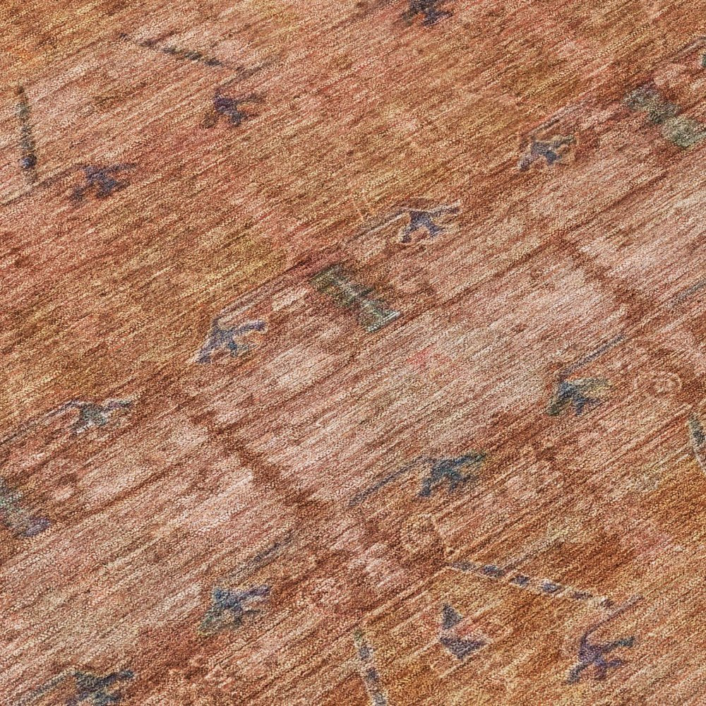 10' X 14' Orange And Rust Tribal Washable Indoor Outdoor Area Rug — view 3