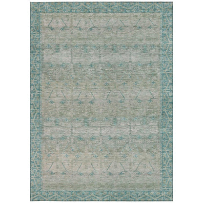 3' X 5' Teal Blue And Pewter Tribal Washable Indoor Outdoor Area Rug HomeRoots