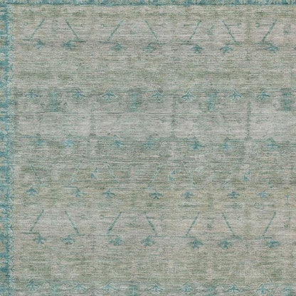 8' X 10' Teal Blue And Pewter Tribal Washable Indoor Outdoor Area Rug HomeRoots