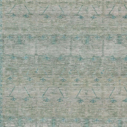 10' X 14' Teal Blue And Pewter Tribal Washable Indoor Outdoor Area Rug HomeRoots