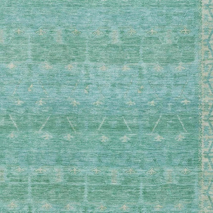 5' X 8' Green And Teal Blue Tribal Washable Indoor Outdoor Area Rug HomeRoots