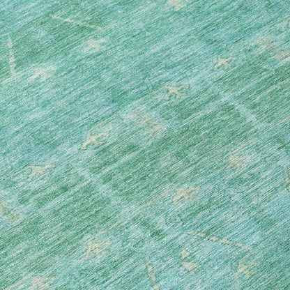 8' X 10' Green And Teal Blue Tribal Washable Indoor Outdoor Area Rug HomeRoots