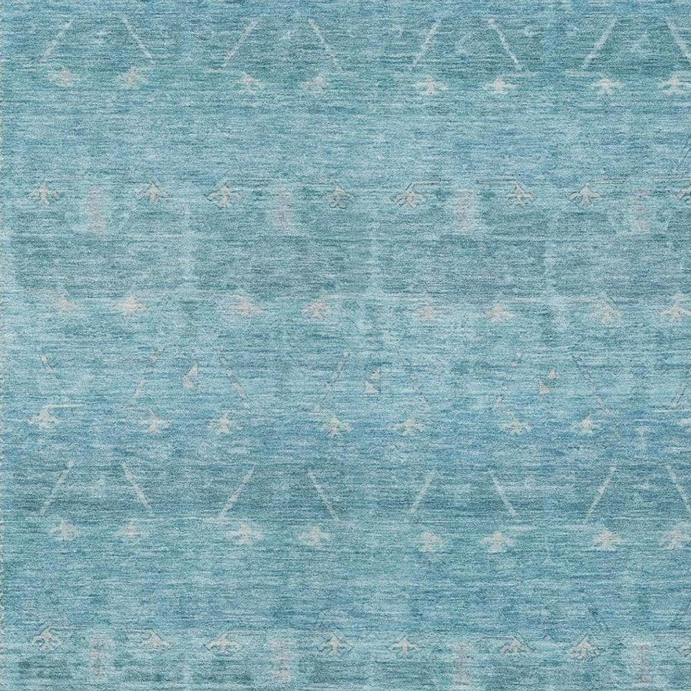 8' X 10' Blue And Teal Blue Tribal Washable Indoor Outdoor Area Rug — view 6