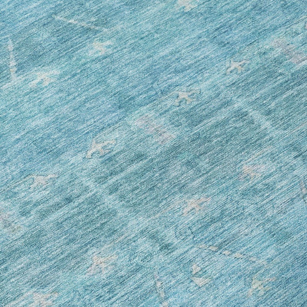 8' X 10' Blue And Teal Blue Tribal Washable Indoor Outdoor Area Rug — view 3
