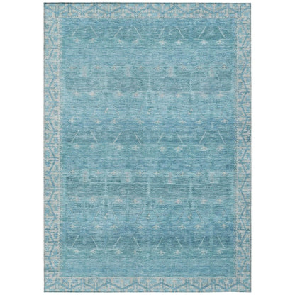 10' X 14' Blue And Teal Blue Tribal Washable Indoor Outdoor Area Rug HomeRoots