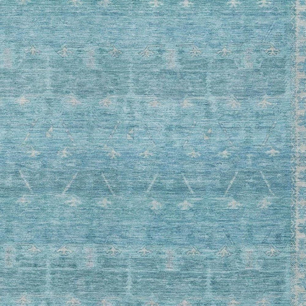 10' X 14' Blue And Teal Blue Tribal Washable Indoor Outdoor Area Rug HomeRoots
