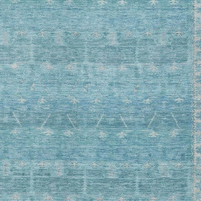 10' X 14' Blue And Teal Blue Tribal Washable Indoor Outdoor Area Rug HomeRoots