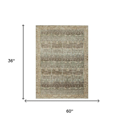 3' X 5' Chocolate And Brown Tribal Washable Indoor Outdoor Area Rug HomeRoots