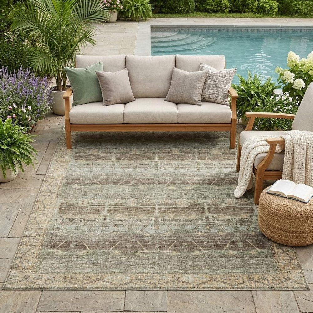5' X 8' Chocolate And Brown Tribal Washable Indoor Outdoor Area Rug HomeRoots