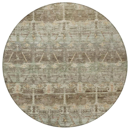 8' Chocolate And Brown Round Tribal Washable Indoor Outdoor Area Rug HomeRoots