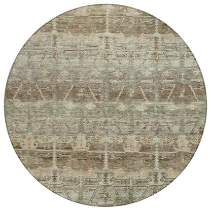 8' Chocolate And Brown Round Tribal Washable Indoor Outdoor Area Rug HomeRoots