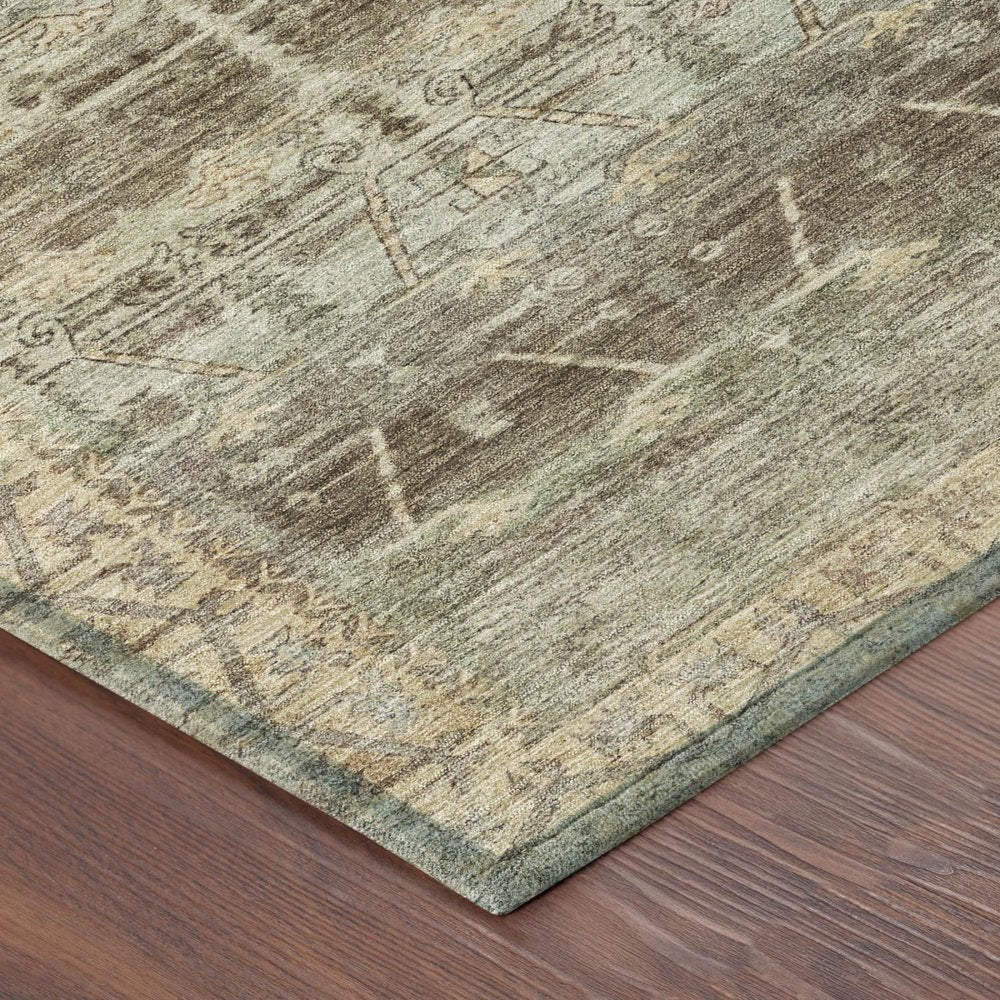 8' Chocolate And Brown Round Tribal Washable Indoor Outdoor Area Rug — view 2