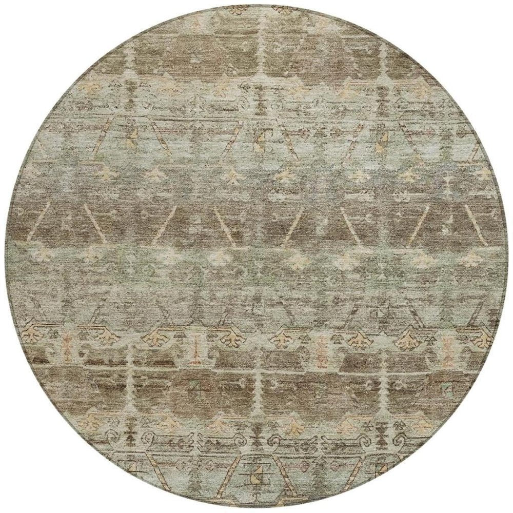 8' Chocolate And Brown Round Tribal Washable Indoor Outdoor Area Rug HomeRoots