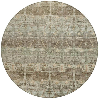 8' Chocolate And Brown Round Tribal Washable Indoor Outdoor Area Rug HomeRoots