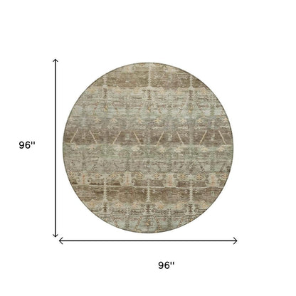 8' Chocolate And Brown Round Tribal Washable Indoor Outdoor Area Rug HomeRoots