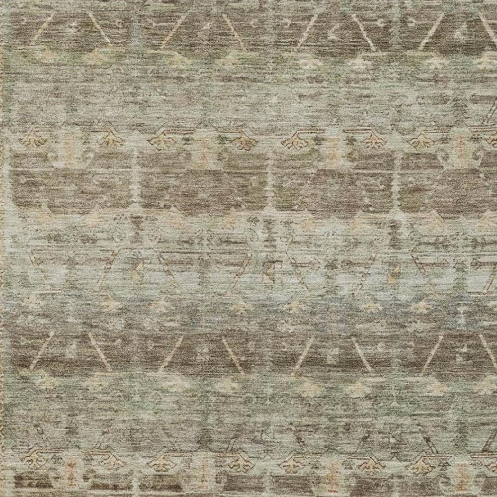 8' X 10' Chocolate And Brown Tribal Washable Indoor Outdoor Area Rug — view 6