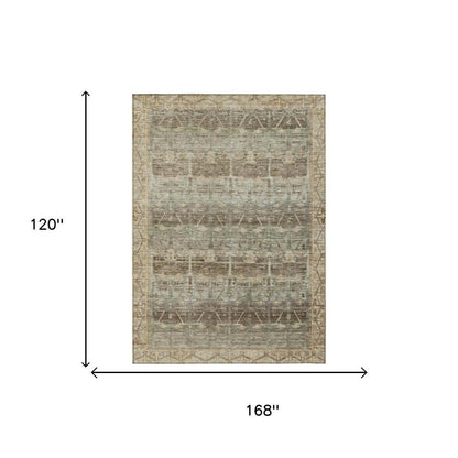10' X 14' Chocolate And Brown Tribal Washable Indoor Outdoor Area Rug HomeRoots